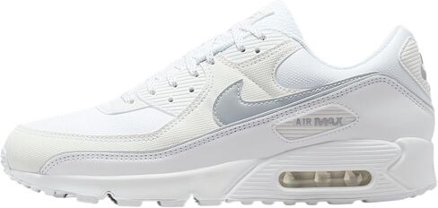 حذاء Nike Air Max 90 Premium للرجال مع لمسات عاكسة للضوء (أبيض/أبيض/فضي معدني) مقاس 11 in Saudi Arabia