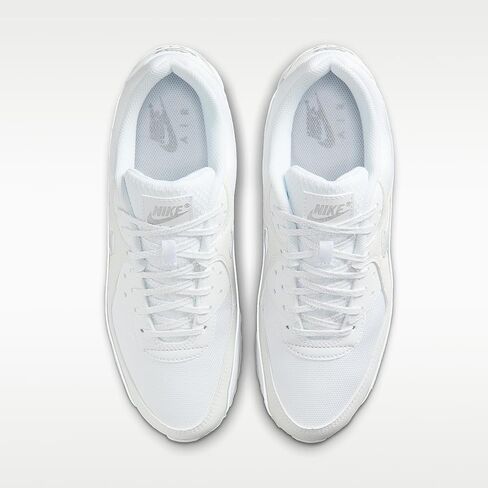 حذاء Nike Air Max 90 Premium للرجال مع لمسات عاكسة للضوء (أبيض/أبيض/فضي معدني) مقاس 11 in Saudi Arabia