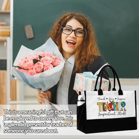 حقيبة حمل المعلم، حقائب المعلمين للنساء، حقائب هدايا عيد الميلاد للمعلم، حقيبة حمل للمعلمين مع جيوب، هدايا تقدير يوم المعلم المهمة للتسوق أثناء السفر - C04 in Kuwait