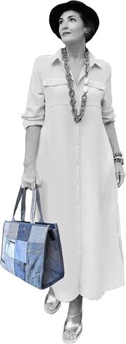 Upcycled Denim Patchwork Tote Bag for Women, Handmade Quilted Jean Purse, Large Vintage Top Handle Handbag in Kuwait