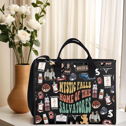 GJTIM Vampire TV Show Inspired Gift Vampire Fandom Gift TV Merchandise Mystic Falls Canvas Canvas Tote Bag in Saudi Arabia