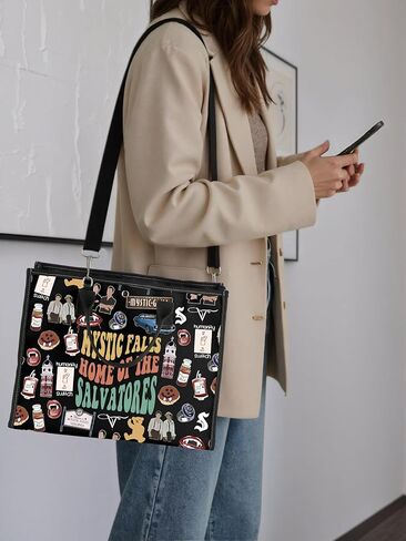 GJTIM Vampire TV Show Inspired Gift Vampire Fandom Gift TV Merchandise Mystic Falls Canvas Canvas Tote Bag in Saudi Arabia
