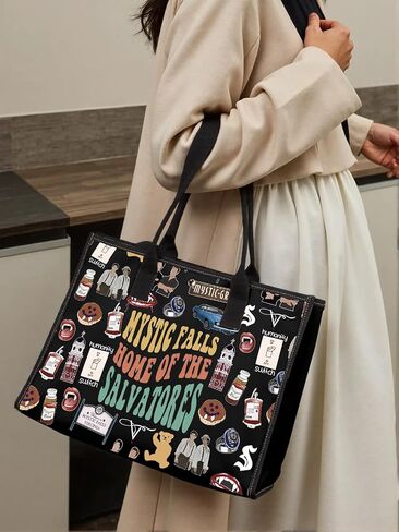 GJTIM Vampire TV Show Inspired Gift Vampire Fandom Gift TV Merchandise Mystic Falls Canvas Canvas Tote Bag in Saudi Arabia