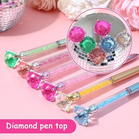 72 Pcs Diamond Pens with Crystal, Pens with Diamonds on Top, Bling Ballpoint Pen Bulk Black Ink 1.0mm Refill for Office Wedding Bridal Shower Birthday Party Gifts (6 Colors) in Kuwait
