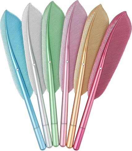 6Pcs/6Colors Novelty Feather Pens - Vintage Funny Feather Gel Pens - Black Ink Stylish Ballpoint Pens - Signing Pen for Guest Signature Home School Office Bithday Wedding Bridal Party in Kuwait