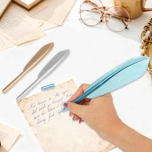 6Pcs/6Colors Novelty Feather Pens - Vintage Funny Feather Gel Pens - Black Ink Stylish Ballpoint Pens - Signing Pen for Guest Signature Home School Office Bithday Wedding Bridal Party in Kuwait