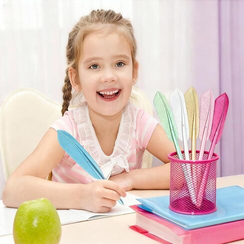 6Pcs/6Colors Novelty Feather Pens - Vintage Funny Feather Gel Pens - Black Ink Stylish Ballpoint Pens - Signing Pen for Guest Signature Home School Office Bithday Wedding Bridal Party in Kuwait