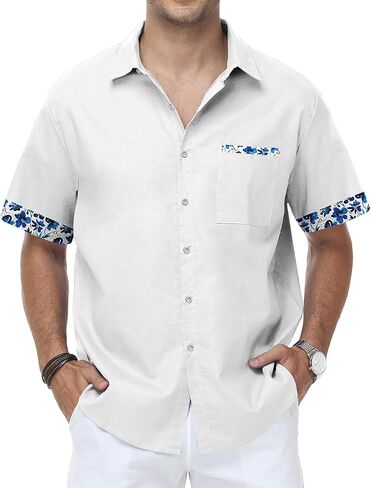 KYKU Men's Hawaiian Shirt Short Sleeve Tropical Button Down Casual Summer Beach Vacation Shirts in Kuwait