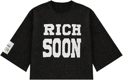 SOLY HUX Men's Y2k Tops Rhinestone Sparkly Letter Graphic T Shirts Streetwear Crop Tops in Saudi Arabia