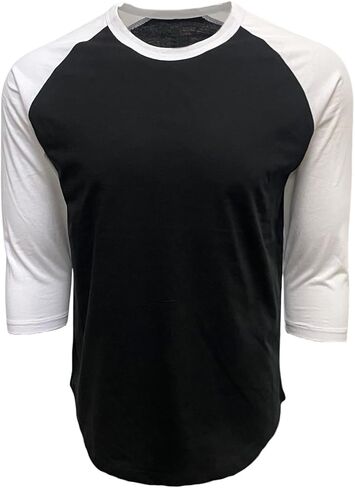تي شيرت بيسبول رجالي من URBANJ بأكمام 3/4 كاجوال من القطن الناعم in Kuwait