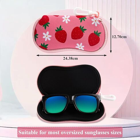 2 Pcs Soft Eyeglass Case Set,Cute Strawberry Glasses Case Pouch for Women,Soft Sunglasses Case Pouch for Kids Girls,Kawaii Neoprene Glasses Pouches in Kuwait