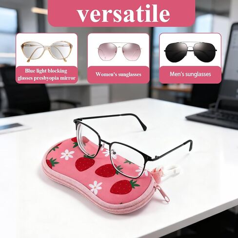 2 Pcs Soft Eyeglass Case Set,Cute Strawberry Glasses Case Pouch for Women,Soft Sunglasses Case Pouch for Kids Girls,Kawaii Neoprene Glasses Pouches in Kuwait