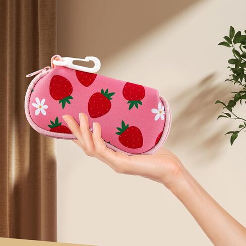 2 Pcs Soft Eyeglass Case Set,Cute Strawberry Glasses Case Pouch for Women,Soft Sunglasses Case Pouch for Kids Girls,Kawaii Neoprene Glasses Pouches in Kuwait