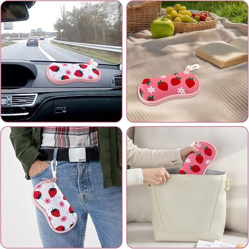 2 Pcs Soft Eyeglass Case Set,Cute Strawberry Glasses Case Pouch for Women,Soft Sunglasses Case Pouch for Kids Girls,Kawaii Neoprene Glasses Pouches in Kuwait