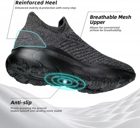 Men's Slip On Walking Shoes Running Comfortable Tennis Breathable Lightweight Non Slip Athletic Gym Workout Casual Fashion Sneaker in Saudi Arabia