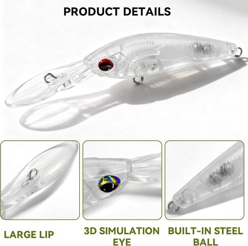 Topwater Fishing Lure Blanks Unpainted Fishing Lures Making Kit, 20/10 PCS Crankbaits Whopper Swimbait Lure Making Supplies, DIY Make Your Own Fishing Lures Kit for Bass Trout Saltwater in Kuwait