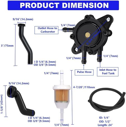 808492 Fuel Pump with Filter and 596163 793147 Vacuum Hose Compatible with Kohler 17HP-25HP Bri and Str 808656 John Dere LG808656 D140 D130 D125 D150 Z235 LA140 LA150 LA155 Lawn Mower in Saudi Arabia