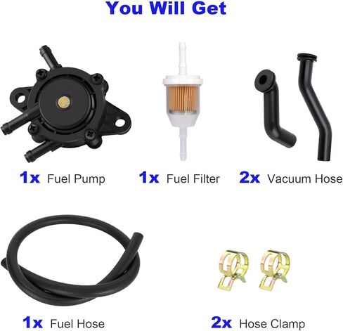 808492 Fuel Pump with Filter and 596163 793147 Vacuum Hose Compatible with Kohler 17HP-25HP Bri and Str 808656 John Dere LG808656 D140 D130 D125 D150 Z235 LA140 LA150 LA155 Lawn Mower in Saudi Arabia