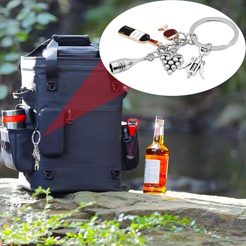 8Pcs Wine Keychain Alloy Wine Themed Keyrings Wine Bottle Wine Glass Bottle Opener Grape Charm Keychains for Women Men Gift or Wine Lovers in Kuwait