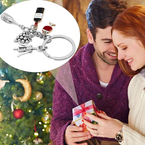 8Pcs Wine Keychain Alloy Wine Themed Keyrings Wine Bottle Wine Glass Bottle Opener Grape Charm Keychains for Women Men Gift or Wine Lovers in Kuwait