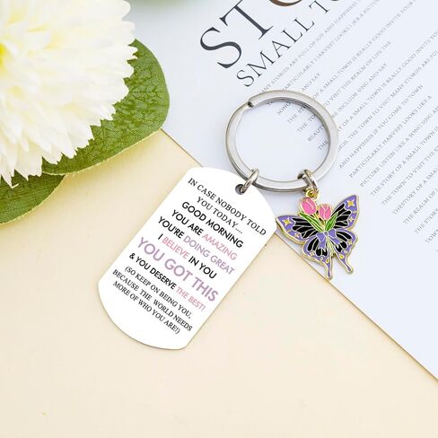 Inspirational Gifts for Women Motivational Keychain for Friends Teen Girls Encouragement Gift for Daughter Sister Coworkers Birthday Ideas Gift Butterfly Keychain Charm in Kuwait