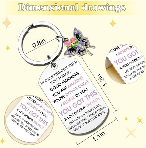 Inspirational Gifts for Women Motivational Keychain for Friends Teen Girls Encouragement Gift for Daughter Sister Coworkers Birthday Ideas Gift Butterfly Keychain Charm in Kuwait