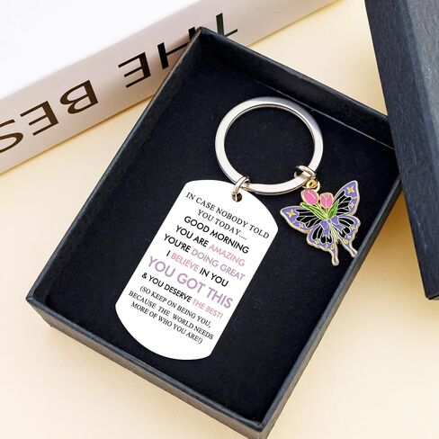 Inspirational Gifts for Women Motivational Keychain for Friends Teen Girls Encouragement Gift for Daughter Sister Coworkers Birthday Ideas Gift Butterfly Keychain Charm in Kuwait