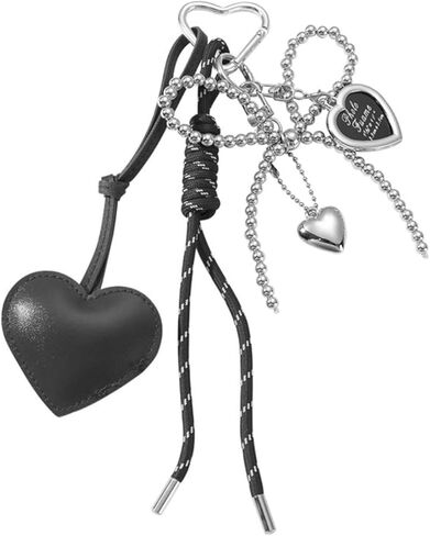 Gothic Bow Keychain Goth Bag Purse Charms for Handbags Kawaii Heart Bow Beaded Keychains for Women Gothic Jewelry in Kuwait