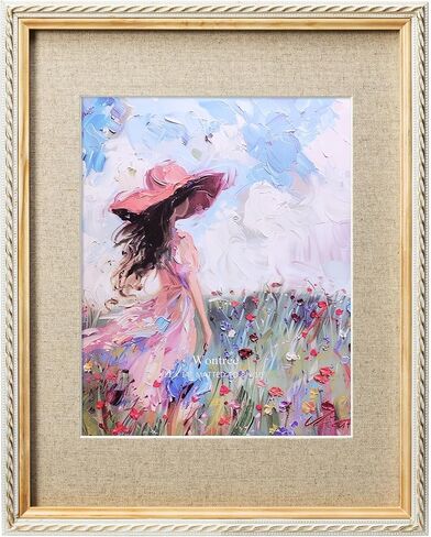 إطار صورة طبيعي مقاس 11 × 14، حواف حبل ذهبية اللون، خشب الصنوبر مع زجاج حقيقي، عرض صور مقاس 11 × 14 مطفأة حتى 8 × 10، سطح مكتب عمودي وأفقي أو معلق على الحائط in Kuwait