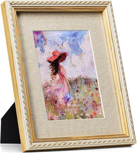 إطار صورة طبيعي مقاس 11 × 14، حواف حبل ذهبية اللون، خشب الصنوبر مع زجاج حقيقي، عرض صور مقاس 11 × 14 مطفأة حتى 8 × 10، سطح مكتب عمودي وأفقي أو معلق على الحائط in Kuwait