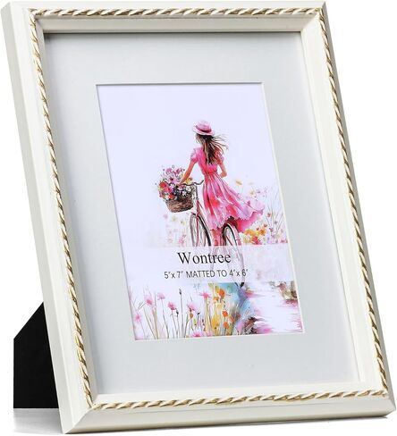 11x14 Nature Picture Frame, Gold-Toned Rope Edging, Pine Wood with Real Glass, Display 11x14 Photos Matted to 8x10, Vertical and Horizontal Desk Tabletop or Wall Hanging in Saudi Arabia
