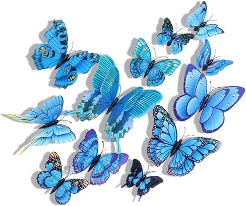 3D Butterflies Wall Decor 24 Pcs–Removable Decorative Wall Decals for Living Room,Birthday&Party,Home Decoration(Rose Red) in Saudi Arabia