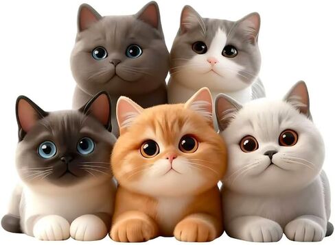 Cute Cat Vinyl Decals, Waterproof Removable Stickers, Five Kittens Design for Wall, Furniture, Bedroom Decoration LB-002 in Kuwait