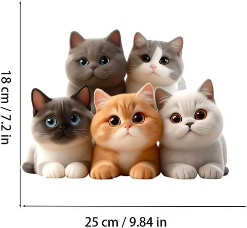 Cute Cat Vinyl Decals, Waterproof Removable Stickers, Five Kittens Design for Wall, Furniture, Bedroom Decoration LB-002 in Kuwait