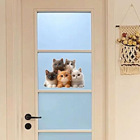 Cute Cat Vinyl Decals, Waterproof Removable Stickers, Five Kittens Design for Wall, Furniture, Bedroom Decoration LB-002 in Kuwait