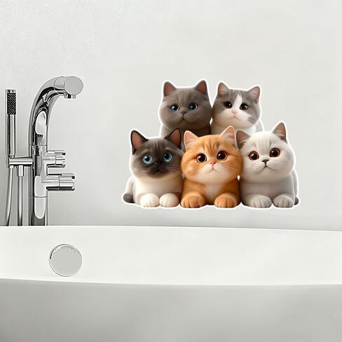 Cute Cat Vinyl Decals, Waterproof Removable Stickers, Five Kittens Design for Wall, Furniture, Bedroom Decoration LB-002 in Kuwait