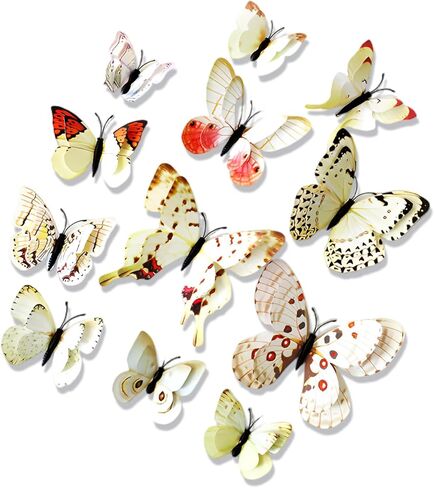 3D Butterflies Wall Decor 24 Pcs–Removable Decorative Wall Decals for Living Room,Birthday&Party,Home Decoration(Rose Red) in Saudi Arabia
