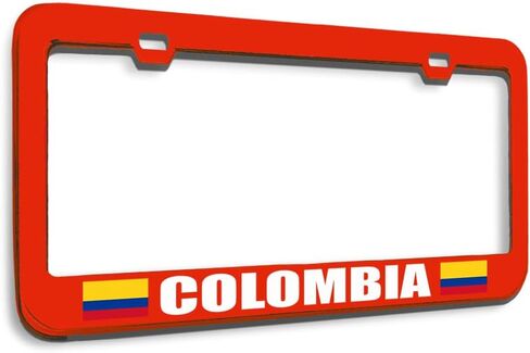 Metal License Plate Frame Colombia Colombian Flag Black Country Metal Tag Holder Car Accessories Black 2 Holes 1 Frame in Saudi Arabia