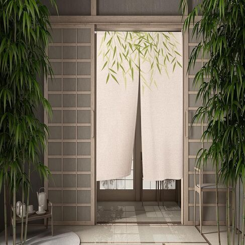 Leowefowa Japanese Noren Doorway Curtain Window Treatment Doorway Curtain Greenery Printed Tapestry Door Curtain Polyester for Ukiyoe Room Divider Panel Kitchen Home Decors 33.5" Width x 70.9" Long in Saudi Arabia
