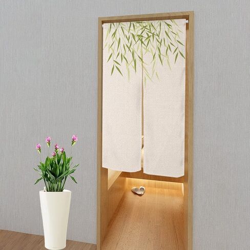 Leowefowa Japanese Noren Doorway Curtain Window Treatment Doorway Curtain Greenery Printed Tapestry Door Curtain Polyester for Ukiyoe Room Divider Panel Kitchen Home Decors 33.5" Width x 70.9" Long in Saudi Arabia