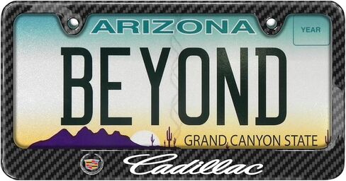 iPick Image for Cadillac Logo Black Carbon Fiber Look ABS Plastic License Plate Frame is Official Licensed in Saudi Arabia