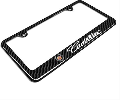 iPick Image for Cadillac Logo Black Carbon Fiber Look ABS Plastic License Plate Frame is Official Licensed in Saudi Arabia