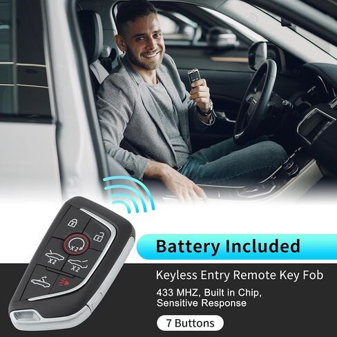 X AUTOHAUX YG0G20TB1 433MHz استبدال دخول بدون مفتاح مفتاح ذكي عن بعد فوب لسيارة شيفروليه كورفيت C8 2020 2021 2022 2023 2024 4 أزرار in Saudi Arabia