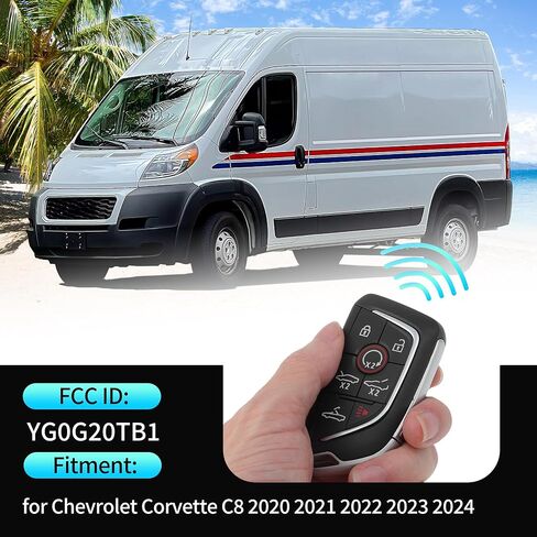 X AUTOHAUX YG0G20TB1 433MHz استبدال دخول بدون مفتاح مفتاح ذكي عن بعد فوب لسيارة شيفروليه كورفيت C8 2020 2021 2022 2023 2024 4 أزرار in Saudi Arabia