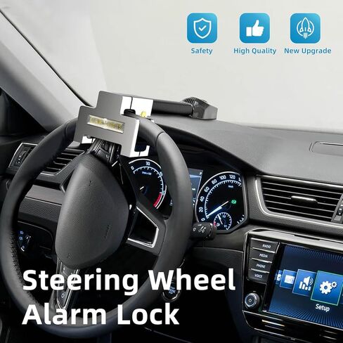 Steering Wheel Lock with Alarm Airbag Lock Anti-Theft Heavy Duty Car Lock Car Device Car Security Theft Prevention Compatible for Vehicle Truck Van SUV in Saudi Arabia