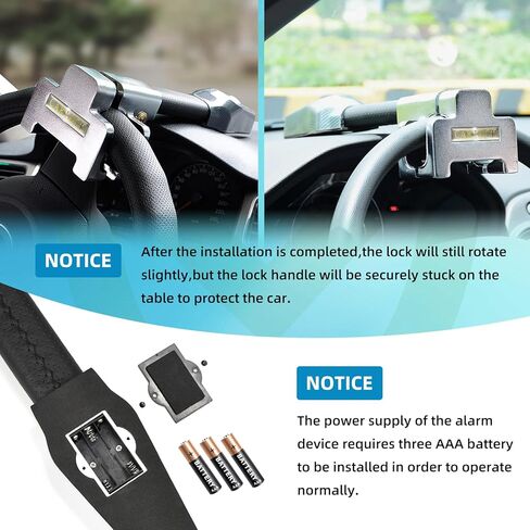 Steering Wheel Lock with Alarm Airbag Lock Anti-Theft Heavy Duty Car Lock Car Device Car Security Theft Prevention Compatible for Vehicle Truck Van SUV in Saudi Arabia