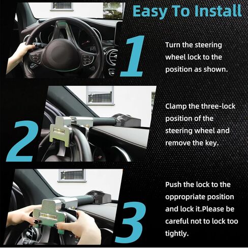 Steering Wheel Lock with Alarm Airbag Lock Anti-Theft Heavy Duty Car Lock Car Device Car Security Theft Prevention Compatible for Vehicle Truck Van SUV in Saudi Arabia