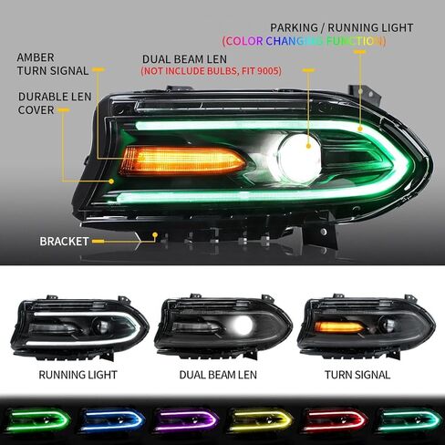 VLAND Headlights Assembly For Dodge Charger 2015-2023 (Fit For Factory Halogen Model Only) in Saudi Arabia