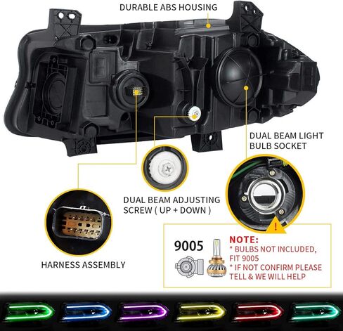 VLAND Headlights Assembly For Dodge Charger 2015-2023 (Fit For Factory Halogen Model Only) in Saudi Arabia