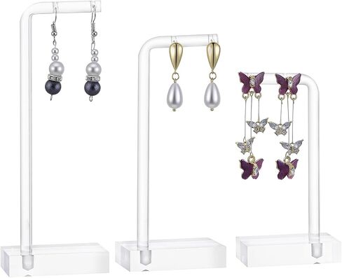 Bremorou 3 Pcs Acrylic Earrings Display Holder Clear Earring Stand Jewelry Display For Show Earring Display Jewelry Holder Organizer For Necklaces Bracelet Vendors Women And Photo Selling in Saudi Arabia